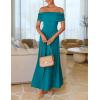 ZESICA Women’s Off The Shoulder Maxi Dress 2026 Summer Sleeveless Casual Slim Swing Pleated Formal Party Dresses(Peacock Blue)
