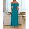 ZESICA Women’s Off The Shoulder Maxi Dress 2026 Summer Sleeveless Casual Slim Swing Pleated Formal Party Dresses(Peacock Blue)