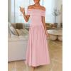ZESICA Women’s Off The Shoulder Maxi Dress 2026 Summer Sleeveless Casual Slim Swing Pleated Formal Party Dresses(Pink)