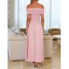 ZESICA Women’s Off The Shoulder Maxi Dress 2026 Summer Sleeveless Casual Slim Swing Pleated Formal Party Dresses(Pink)