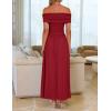 ZESICA Women’s Off The Shoulder Maxi Dress 2026 Summer Sleeveless Casual Slim Swing Pleated Formal Party Dresses(Red)