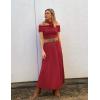 ZESICA Women’s Off The Shoulder Maxi Dress 2026 Summer Sleeveless Casual Slim Swing Pleated Formal Party Dresses(Red)