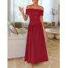 ZESICA Women’s Off The Shoulder Maxi Dress 2026 Summer Sleeveless Casual Slim Swing Pleated Formal Party Dresses(Red)