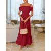 ZESICA Women’s Off The Shoulder Maxi Dress 2026 Summer Sleeveless Casual Slim Swing Pleated Formal Party Dresses(Red)