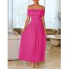 ZESICA Women’s Off The Shoulder Maxi Dress 2026 Summer Sleeveless Casual Slim Swing Pleated Formal Party Dresses(Rose)