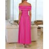 ZESICA Women’s Off The Shoulder Maxi Dress 2026 Summer Sleeveless Casual Slim Swing Pleated Formal Party Dresses(Rose)
