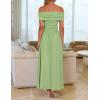 ZESICA Women’s Off The Shoulder Maxi Dress 2026 Summer Sleeveless Casual Slim Swing Pleated Formal Party Dresses(Sage)