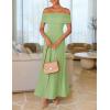 ZESICA Women’s Off The Shoulder Maxi Dress 2026 Summer Sleeveless Casual Slim Swing Pleated Formal Party Dresses(Sage)