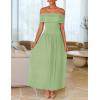 ZESICA Women’s Off The Shoulder Maxi Dress 2026 Summer Sleeveless Casual Slim Swing Pleated Formal Party Dresses(Sage)