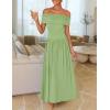 ZESICA Women’s Off The Shoulder Maxi Dress 2026 Summer Sleeveless Casual Slim Swing Pleated Formal Party Dresses(Sage)