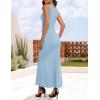 ZESICA Women’s Sleeveless Formal Maxi Dresses 2026 Summer Ribbed Square Neck High Split Party Bodycon Long Dress(Blue)