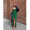 ZESICA Women’s Sleeveless Formal Maxi Dresses 2026 Summer Ribbed Square Neck High Split Party Bodycon Long Dress(Green)