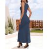 ZESICA Women’s Sleeveless Formal Maxi Dresses 2026 Summer Ribbed Square Neck High Split Party Bodycon Long Dress(Navy)