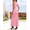 ZESICA Women’s Sleeveless Formal Maxi Dresses 2026 Summer Ribbed Square Neck High Split Party Bodycon Long Dress(Pink)
