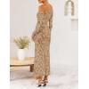 ZESICA Women’s Spring Floral Off Shoulder Bodycon Maxi Dresses 2026 Long Sleeve Ruched Elegant Cocktail Party Dress(Khaki)