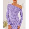 ZESICA Women’s Spring Floral Off Shoulder Bodycon Maxi Dresses 2026 Long Sleeve Ruched Elegant Cocktail Party Dress(Purple)