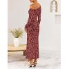 ZESICA Women’s Spring Floral Off Shoulder Bodycon Maxi Dresses 2026 Long Sleeve Ruched Elegant Cocktail Party Dress(Winered)