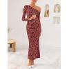 ZESICA Women’s Spring Floral Off Shoulder Bodycon Maxi Dresses 2026 Long Sleeve Ruched Elegant Cocktail Party Dress(Winered)