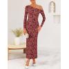 ZESICA Women’s Spring Floral Off Shoulder Bodycon Maxi Dresses 2026 Long Sleeve Ruched Elegant Cocktail Party Dress(Winered)