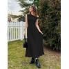ZESICA Women’s Summer 2026 Sleeveless Maxi Dress One Shoulder Casual Slim Swing Pleated Formal Dresses with Pockets(Black)