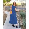 ZESICA Women’s Summer 2026 Sleeveless Maxi Dress One Shoulder Casual Slim Swing Pleated Formal Dresses with Pockets(Blue)