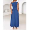 ZESICA Women’s Summer 2026 Sleeveless Maxi Dress One Shoulder Casual Slim Swing Pleated Formal Dresses with Pockets(Blue)