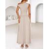 ZESICA Women’s Summer 2026 Sleeveless Maxi Dress One Shoulder Casual Slim Swing Pleated Formal Dresses with Pockets(Lightapricot)