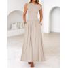 ZESICA Women’s Summer 2026 Sleeveless Maxi Dress One Shoulder Casual Slim Swing Pleated Formal Dresses with Pockets(Lightapricot)