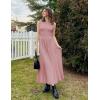 ZESICA Women’s Summer 2026 Sleeveless Maxi Dress One Shoulder Casual Slim Swing Pleated Formal Dresses with Pockets(Pink)