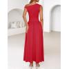 ZESICA Women’s Summer 2026 Sleeveless Maxi Dress One Shoulder Casual Slim Swing Pleated Formal Dresses with Pockets(Red)
