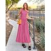ZESICA Women’s Summer 2026 Sleeveless Maxi Dress One Shoulder Casual Slim Swing Pleated Formal Dresses with Pockets(Rose)