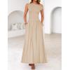 ZESICA Women’s Summer 2026 Sleeveless Maxi Dress One Shoulder Casual Slim Swing Pleated Formal Dresses with Pockets(Sand)