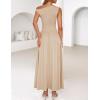 ZESICA Women’s Summer 2026 Sleeveless Maxi Dress One Shoulder Casual Slim Swing Pleated Formal Dresses with Pockets(Sand)