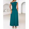 ZESICA Women’s Summer 2026 Sleeveless Maxi Dress One Shoulder Casual Slim Swing Pleated Formal Dresses with Pockets(Teal)