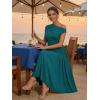 ZESICA Women’s Summer 2026 Sleeveless Maxi Dress One Shoulder Casual Slim Swing Pleated Formal Dresses with Pockets(Teal)
