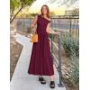 ZESICA Women’s Summer 2026 Sleeveless Maxi Dress One Shoulder Casual Slim Swing Pleated Formal Dresses with Pockets(Wine)
