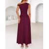 ZESICA Women’s Summer 2026 Sleeveless Maxi Dress One Shoulder Casual Slim Swing Pleated Formal Dresses with Pockets(Wine)