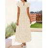 ZESICA Women’s Summer Boho Floral Midi Dress 2026 Casual Flutter Short Sleeve Crewneck Smocked Flowy Beach Long Dresses(Apricot)