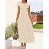 ZESICA Women’s Summer Boho Floral Midi Dress 2026 Casual Flutter Short Sleeve Crewneck Smocked Flowy Beach Long Dresses(Apricot)