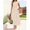 ZESICA Women’s Summer Boho Floral Midi Dress 2026 Casual Flutter Short Sleeve Crewneck Smocked Flowy Beach Long Dresses(Apricot)