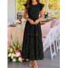 ZESICA Women’s Summer Boho Floral Midi Dress 2026 Casual Flutter Short Sleeve Crewneck Smocked Flowy Beach Long Dresses(Black)