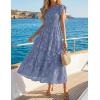 ZESICA Women’s Summer Boho Floral Midi Dress 2026 Casual Flutter Short Sleeve Crewneck Smocked Flowy Beach Long Dresses(Dustyblue)