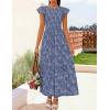 ZESICA Women’s Summer Boho Floral Midi Dress 2026 Casual Flutter Short Sleeve Crewneck Smocked Flowy Beach Long Dresses(Dustyblue)