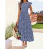 ZESICA Women’s Summer Boho Floral Midi Dress 2026 Casual Flutter Short Sleeve Crewneck Smocked Flowy Beach Long Dresses(Dustyblue)