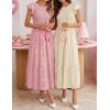 ZESICA Women’s Summer Boho Floral Midi Dress 2026 Casual Flutter Short Sleeve Crewneck Smocked Flowy Beach Long Dresses(Pink)
