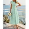 ZESICA Women’s Summer Boho Floral Midi Dress 2026 Casual Flutter Short Sleeve Crewneck Smocked Flowy Beach Long Dresses(Sage)
