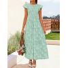 ZESICA Women’s Summer Boho Floral Midi Dress 2026 Casual Flutter Short Sleeve Crewneck Smocked Flowy Beach Long Dresses(Sage)