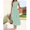ZESICA Women’s Summer Boho Floral Midi Dress 2026 Casual Flutter Short Sleeve Crewneck Smocked Flowy Beach Long Dresses(Sage)
