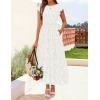 ZESICA Women’s Summer Boho Floral Midi Dress 2026 Casual Flutter Short Sleeve Crewneck Smocked Flowy Beach Long Dresses(White)