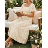 ZESICA Women‘s Summer Boho Floral Midi Dress 2026 Casual Short Sleeve Square Neck Flowy Beach Vacation Long Dress(Apricot)